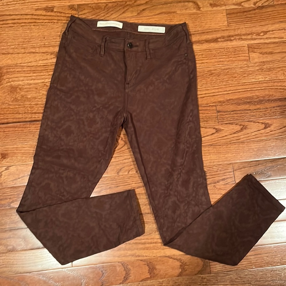 Pilcro Brown Floral Jacquard Pants